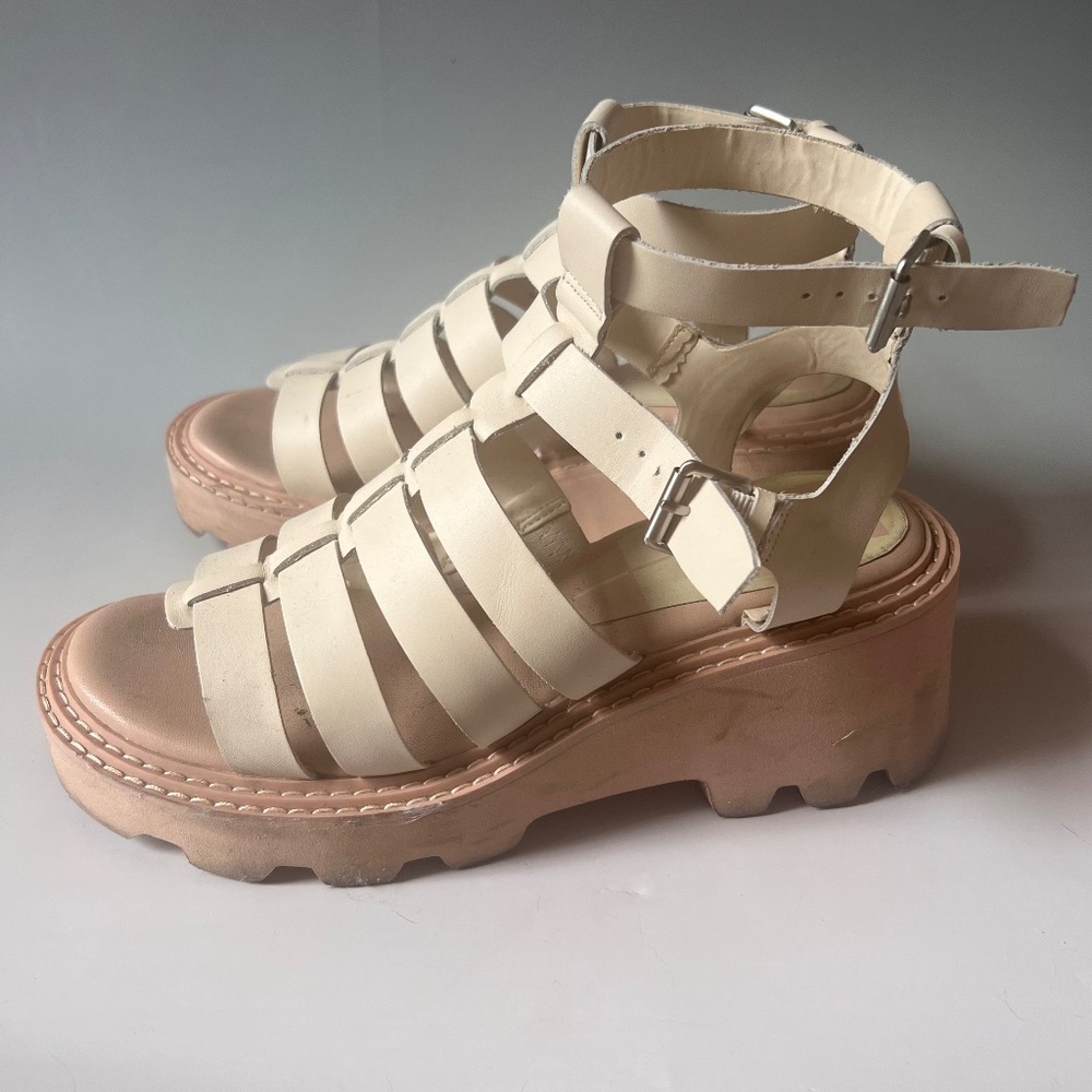Dolce Vita Cream Gladiator Platform Sandals Ankle Strap Lug Sole 8.5